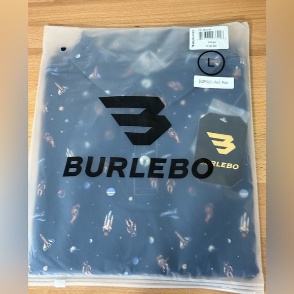 BURLEBO Performance Polo To The Moon Sz Large NWT - Picture 2 of 4